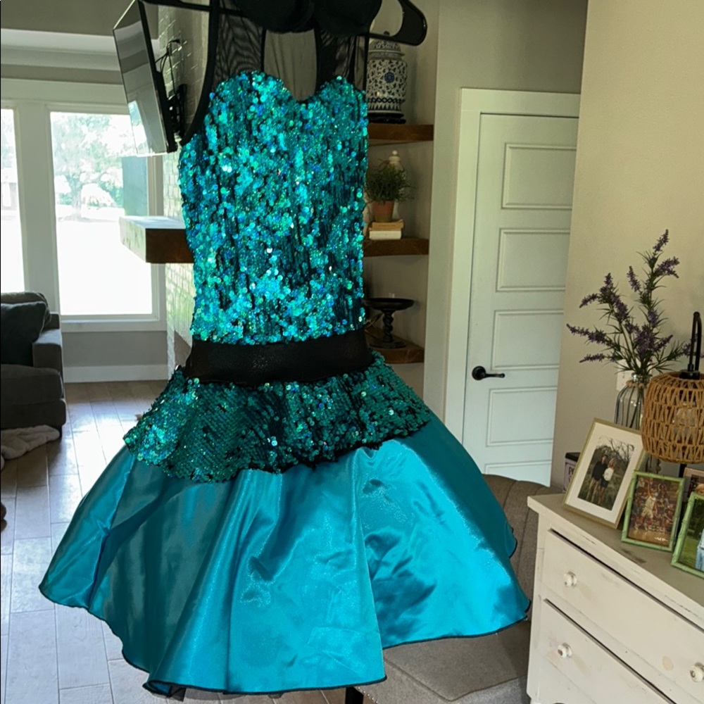 Awish Come True Dance Costume, Sparkling Blue Kids Dress